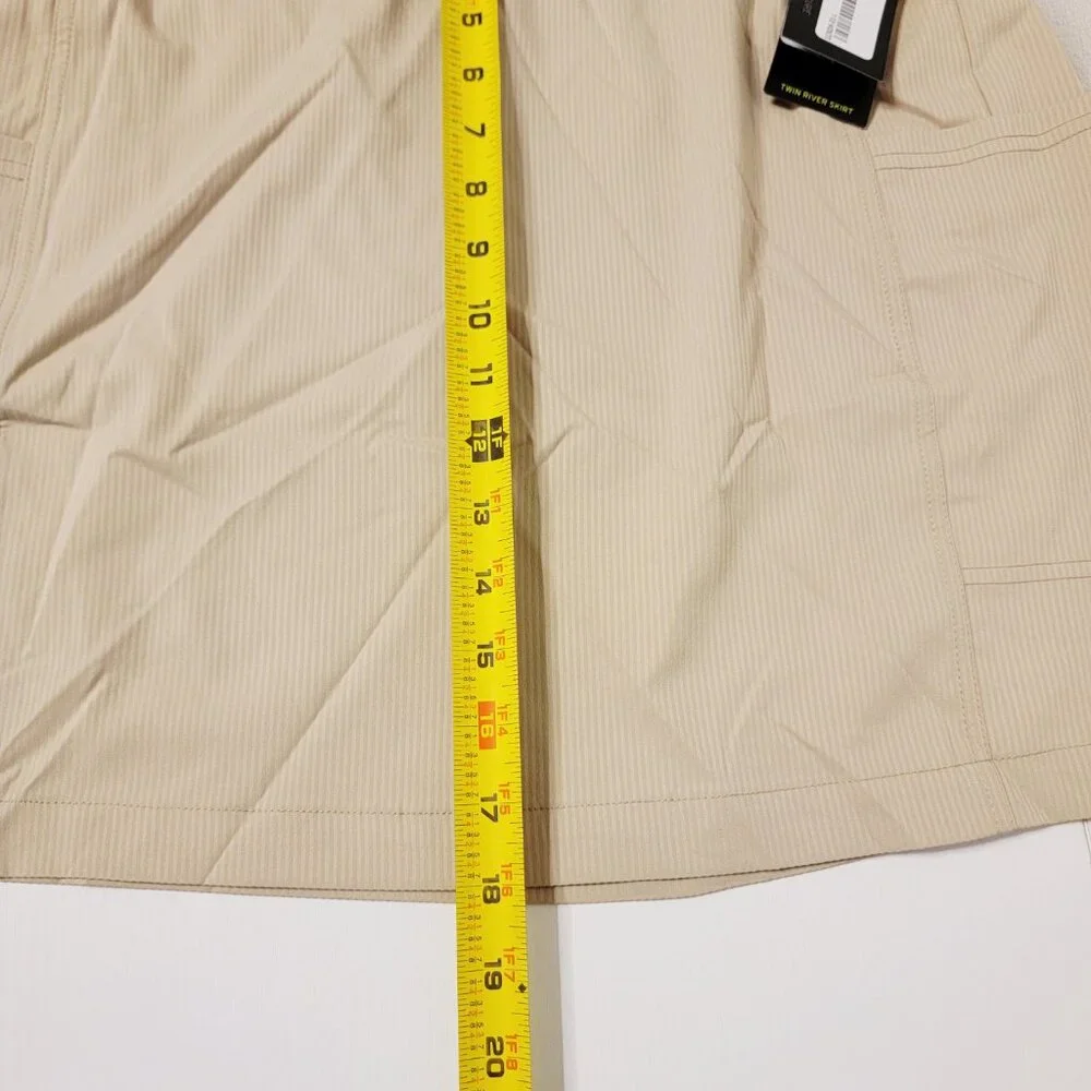 Eddie Bauer Size Large Twin River Stripe Cargo Skirt Beige Pull On Stretch NWT